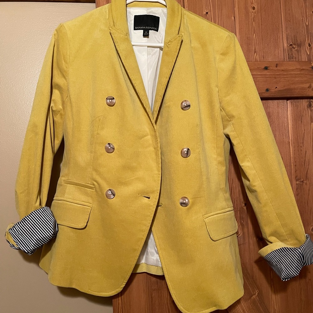 Banana Republic yellow corduroy blazer!
